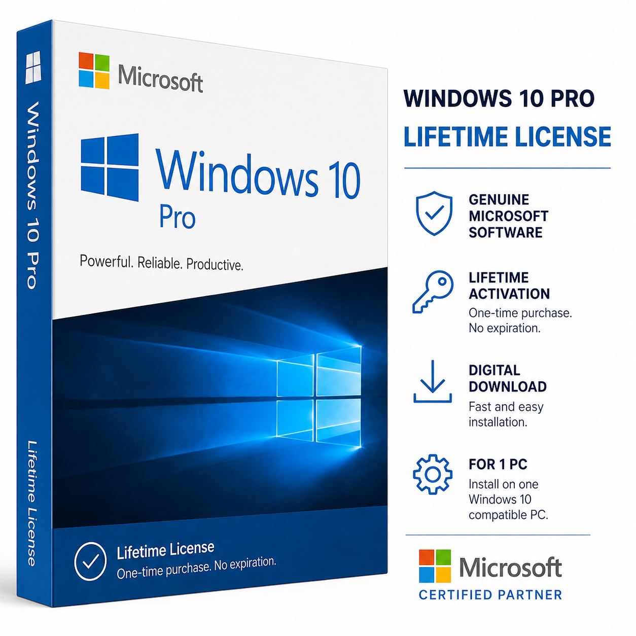 Microsoft Windows 10 Pro Digital License Key – Lifetime Activation for 1 PC