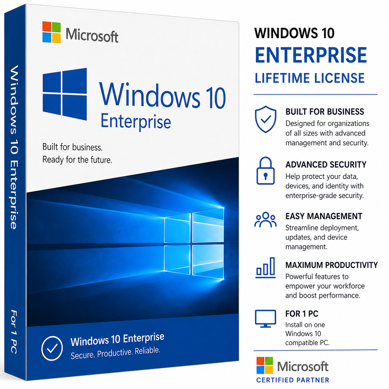 Microsoft Windows 10 Enterprise Digital License Key – Lifetime Activation for 1 PC