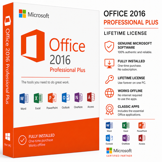 Microsoft Office 2016 Professional Plus License Key – Digital Download for 1 PC